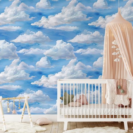 FOTOTAPETA NADÝCHANÉ BIELE MRAKY NA MODREJ - VZOROVANÉ TAPETY - TAPETY