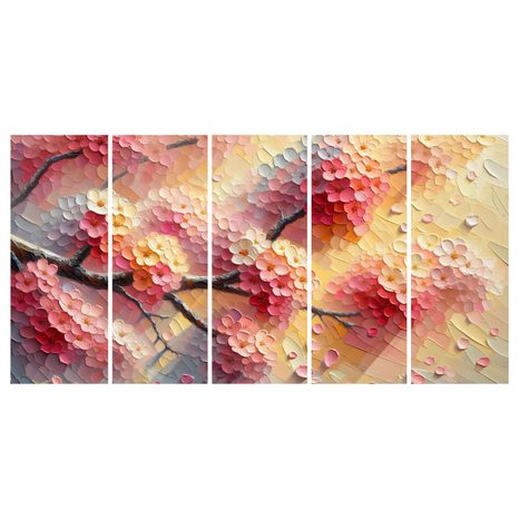 5-TEILIGES WANDBILD BLÜHENDE FRÜHLINGSZWEIGE - BILDER BLUMEN - BILDER