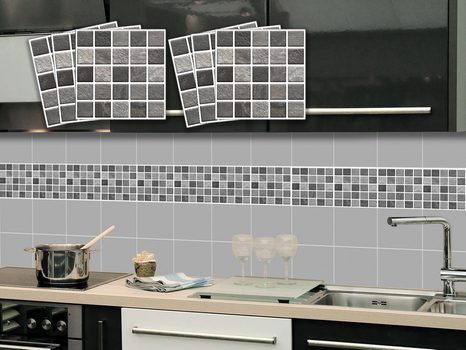 TILE STICKERS GRAY MOSAIC - TILE STICKERS - STICKERS