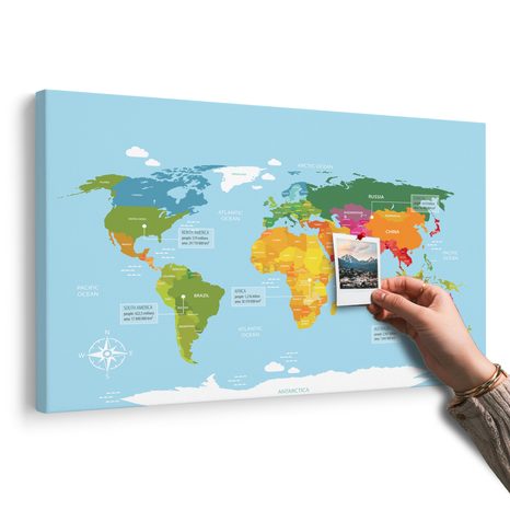 WANDBILD AUF KORK AUSSERGEWÖHNLICHE WELTKARTE - WANDBILDER AUF KORK - BILDER