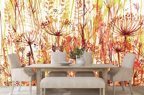 SAMOLEPÍCÍ TAPETA PAMPELIŠKA V ORANŽOVÝCH ODSTÍNECH - SAMOLEPÍCÍ TAPETY - TAPETY