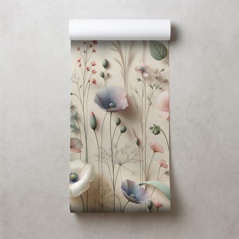 TAPETA PASTELNO TRAVNIŠKO CVETJE - TAPETE - 🔥 TOTALNA ODPRODAJA