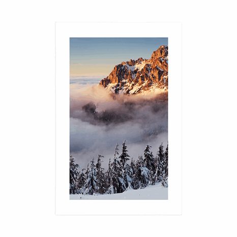 POSTER WITH MOUNT KRKONOŠE IN A BLANKET OF SNOW - NATURE - POSTERS