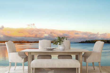 FOTOTAPETE SEE UND SONNENUNTERGANG - TAPETEN MIT NATURMOTIVEN - TAPETEN