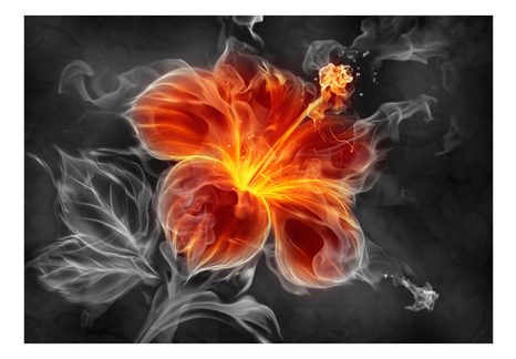 FOTOTAPETA ĽALIA V DYME - FIERY FLOWER INSIDE THE SMOKE - TAPETY - 🔥 TOTÁLNY VÝPREDAJ
