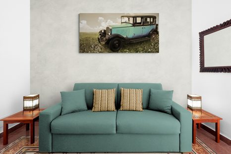 SLIKA PLAVI RETRO AUTOMOBIL - VINTAGE I RETRO SLIKE - SLIKE