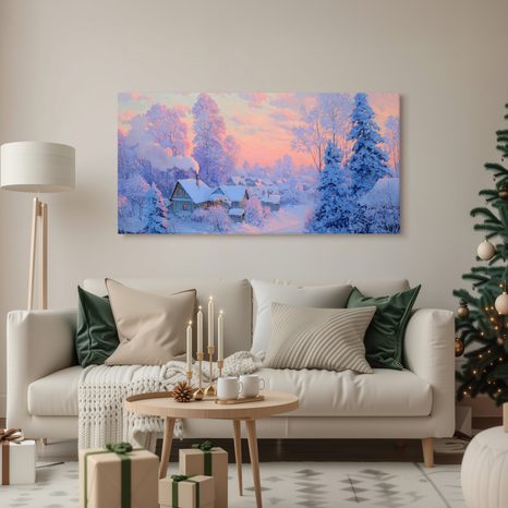 WEIHNACHTLICHES WANDBILD ZAUBERHAFTES WINTERDORF - WEIHNACHTS- UND WINTERBILDER - BILDER