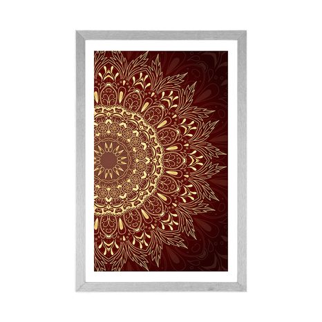 POSTER – MANDALA DORATA SU SFONDO BORDEAUX - FENG SHUI - POSTER