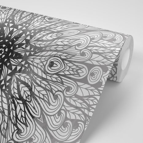 TAPETA JEDINEČNÝ ETNICKÝ ORNAMENT V ČERNOBÍLÉM - TAPETY FENG SHUI - TAPETY