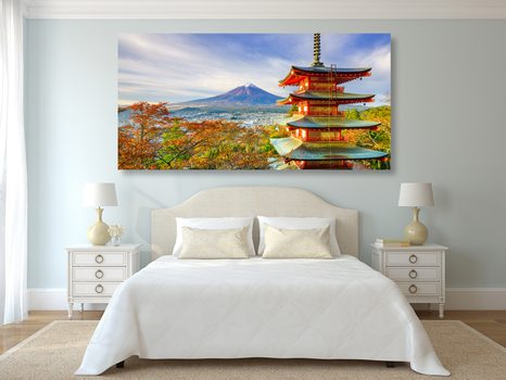 WANDBILD BLICK AUF CHUREITO PAGODA UND DEN BERG FUJI - BILDER VON NATUR UND LANDSCHAFT - BILDER