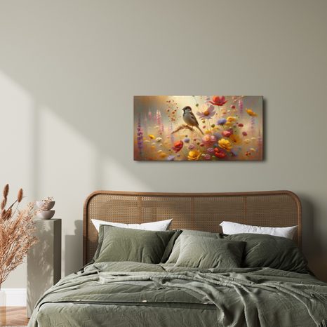 OBRAZ VRABEC NA LETNÍ LOUCE - OBRAZY PTÁCI - OBRAZY