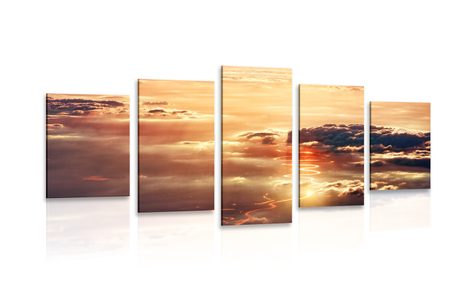 IMPRESSION SUR TOILE EN 5 PARTIES NUAGES ENCHANTEURS - IMPRESSION SUR TOILE DE NATURE ET PAYSAGE - IMPRESSION SUR TOILE