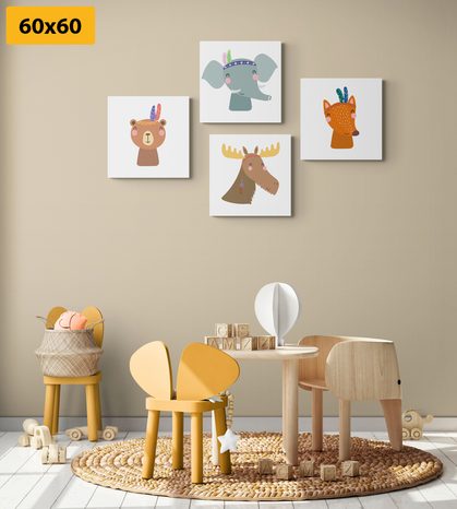 SET OBRAZŮ ZVÍŘECÍ INDIÁNI - SESTAVY OBRAZŮ - OBRAZY