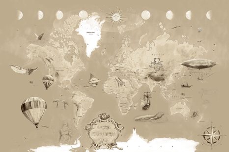 CARTA DA PARATI AUTOADESIVA – MAPPA DISEGNATA BEIGE - CARTA DA PARATI AUTOADESIVE - CARTA DA PARATI