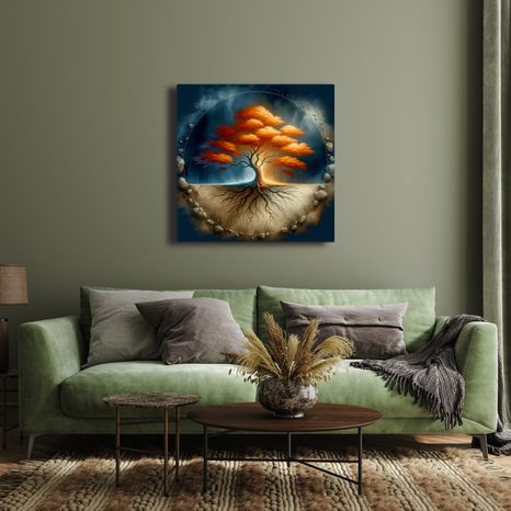 OBRAZ PODZIMNÍ STROM ŽIVOTA S KOŘENY - OBRAZY STROMY ŽIVOTA - OBRAZY