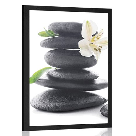 POSTER ZEN STONES WITH A LILY - FENG SHUI - POSTERS