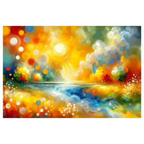 OBRAZ ZÁŘIVÉ SLUNCE NAD ŘEKOU - OBRAZY PŘÍRODY A KRAJINY - OBRAZY