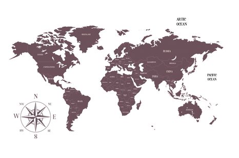 TAPETA DECENTNÍ MAPA V HNĚDÉM ODSTÍNU - TAPETY MAPY - TAPETY