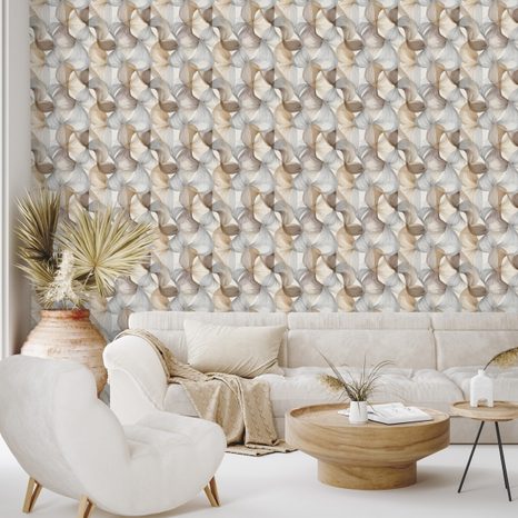 SAMOLEPÍCÍ TAPETA MODERNÍ PLETENÝ VZOR V ZEMITÝCH TÓNECH - VZOROVANÉ TAPETY - TAPETY