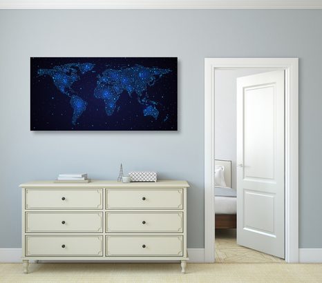 OBRAZ MAPA SVĚTA S NOČNÍ OBLOHOU - OBRAZY - TOTÁLNÍ VÝPRODEJ 🔥