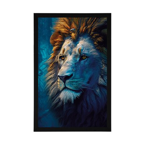 PLAKAT MODRO ZLATI LEV - KRALJI KRALJESTVA ŽIVALI - PLAKATI