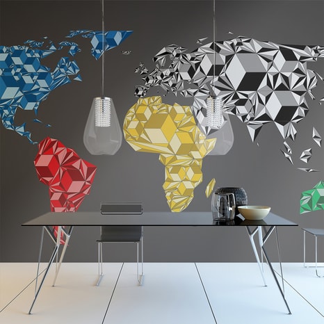 FOTO TAPETA - MAP OF THE WORLD - COLORFUL SOLIDS