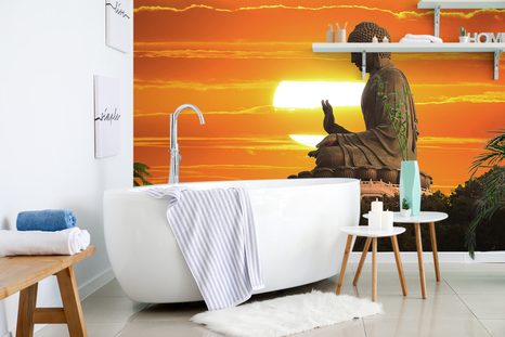 TAPETA SOCHA BUDHY PŘI ZÁPADU SLUNCE - TAPETY FENG SHUI - TAPETY