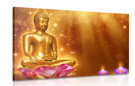 WANDBILD GOLDENER BUDDHA - BILDER MIT FENG SHUI-MOTIVEN - BILDER