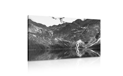 WANDBILD MEERAUGE IM TATRA-GEBIRGE IN SCHWARZ-WEISS - SCHWARZ-WEISSE BILDER - BILDER