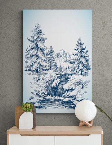 OBRAZ ZASNĚŽENÁ POHÁDKOVÁ KRAJINKA - OBRAZY LES - OBRAZY