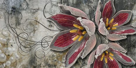 WANDBILD BLUMEN MIT PERLEN - BILDER BLUMEN - BILDER