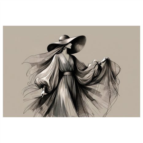 OBRAZ ŽENA V ŠATECH A KLOBOUKU - OBRAZY ŽENY - OBRAZY