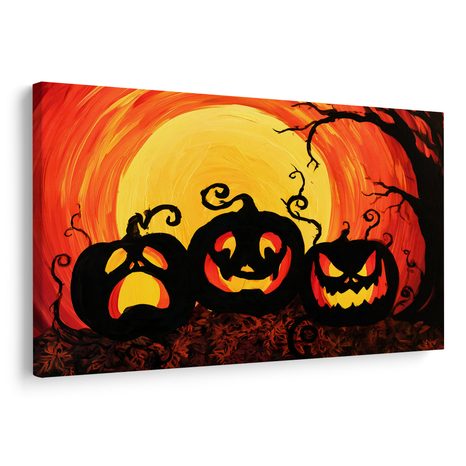 WANDBILD KÜRBIS IM SCHEIN DES VOLLMONDS - HALLOWEEN- UND HORROR-BILDER - BILDER