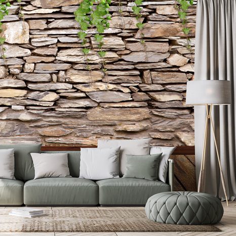 TAPETA STĚNA POKRYTÁ LISTY - TAPETY PŘÍRODA - TAPETY