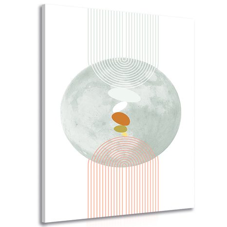 KÉP MODERN KÖR SZIVÁRVÁNNYAL MID-CENTURY - ABSZTRAKT KÉPEK - KÉPEK