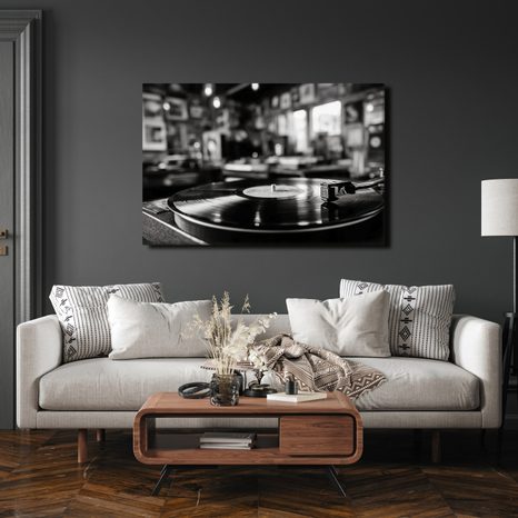 WANDBILD RETRO PLATTENSPIELER IM INTERIEUR - VINTAGE- UND RETRO-BILDER - BILDER