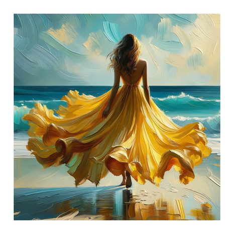 WANDBILD ROMANTISCHER SPAZIERGANG AM OZEAN - WANDBILDER FRAUEN - BILDER