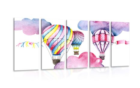 5-PIECE CANVAS PRINT BALLOONS IN THE WIND - CHILDRENS PICTURES - PICTURES