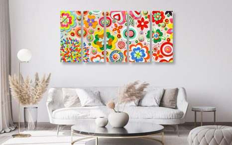 5-DÍLNÝ OBRAZ ABSTRAKCE KVĚTŮ - ABSTRAKTNÍ OBRAZY - OBRAZY