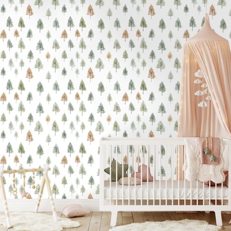 SAMOLJEPLJIVA TAPETA PASTELNA ŠUMSKA STABLA - TAPETE S UZORKOM - TAPETE