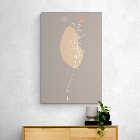 QUADRO SU TELA – FOGLIA MINIMALISTA NO3 - QUADRI FORME ASTRATTE - STAMPE E QUADRI