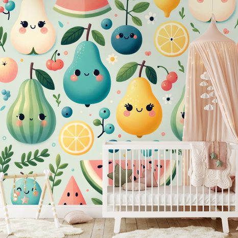 FOTOTAPETA VESELÉ OVOCE S ÚSMĚVY - DĚTSKÉ TAPETY - TAPETY