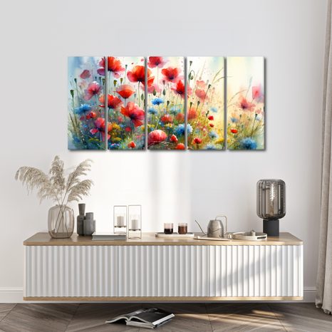 WANDBILD BLÜHENDE SOMMERWIESE - WANDBILDER FELDER UND WIESEN - BILDER