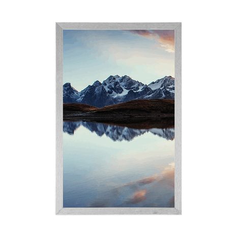 PLAKÁT OSLNIVÝ ZÁPAD SLUNCE NAD HORSKÝM JEZEREM - PŘÍRODA - PLAKÁTY