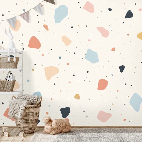 FOTÓTAPÉTA PASZTELL TERRAZZO FORMÁK - TAPÉTÁK GYEREKEKNEK - TAPÉTÁK