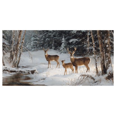 OBRAZ JELENNÍ RODINA V ZIMĚ - VÁNOČNÍ A ZIMNÍ OBRAZY - OBRAZY