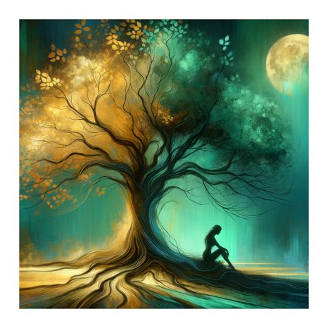 WANDBILD STILLE NACHT UNTER DEM BAUM DES LEBENS - BILDER BÄUME DES LEBENS - BILDER