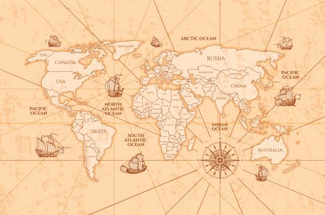 SAMOLEPÍCÍ TAPETA MAPA SVĚTA S LOĎKAMI - SAMOLEPÍCÍ TAPETY - TAPETY