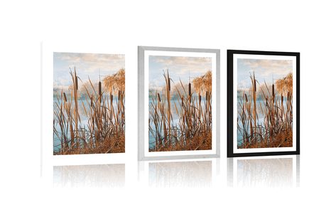 PLAKAT Z PASSE-PARTOUT RZEKA W ŚRODKU JESIENNEJ PRZYRODY - PRZYRODA - PLAKATY