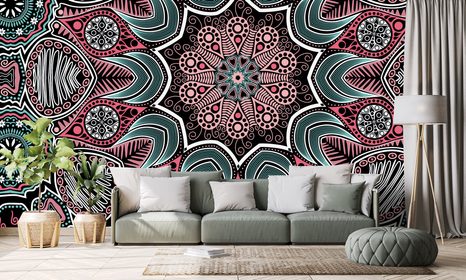 SAMOLEPÍCÍ TAPETA INDICKÁ MANDALA S KVĚTINOVÝM VZOREM - SAMOLEPÍCÍ TAPETY - TAPETY